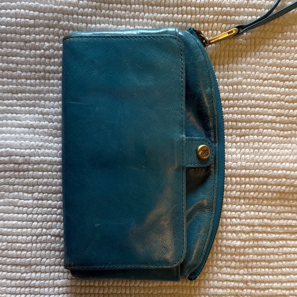 HOBO Blue Leather Wallet with Card Slots